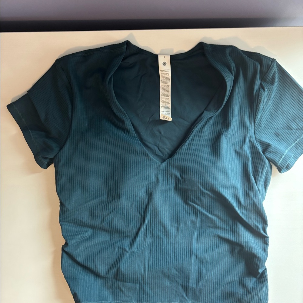 Lululemon Athletica Teal V-Neck Short Sleeve Top